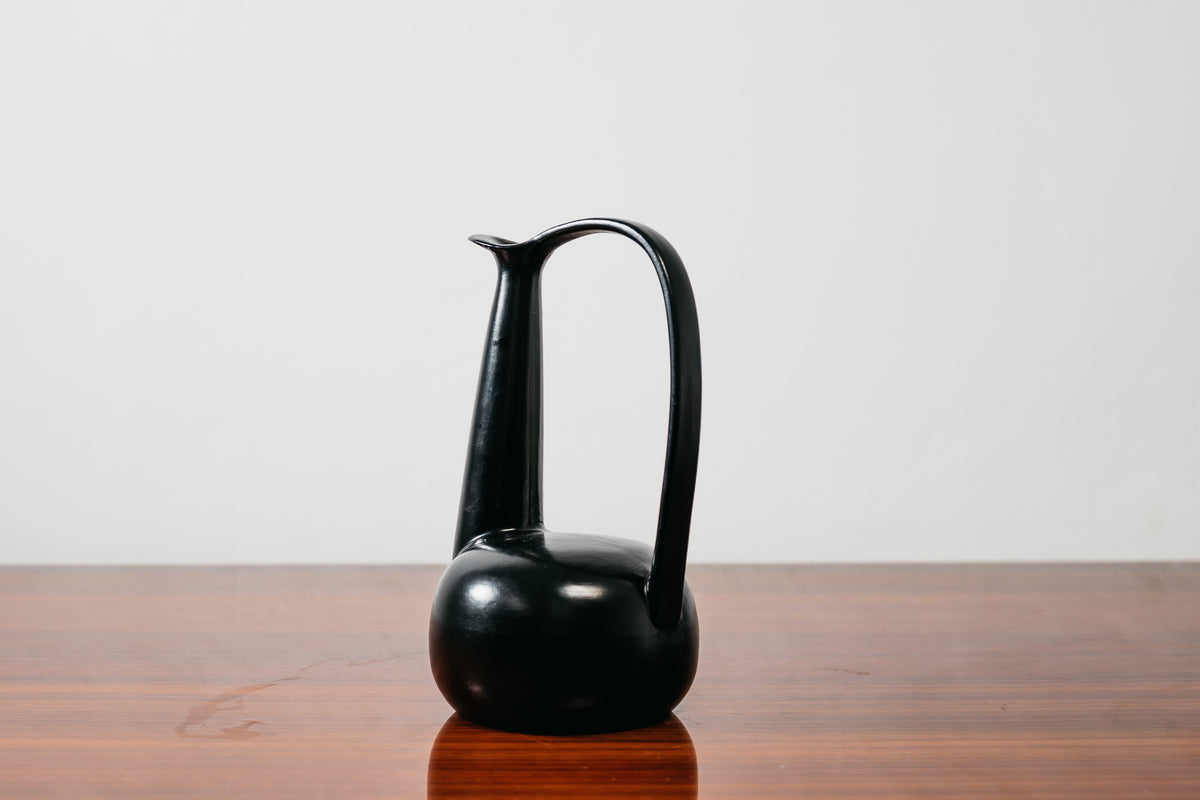 Brocca Vaso Scultoreo in Bucchero Nero Gio Ponti - Design Italiano Anni '40 Raro Modernariato