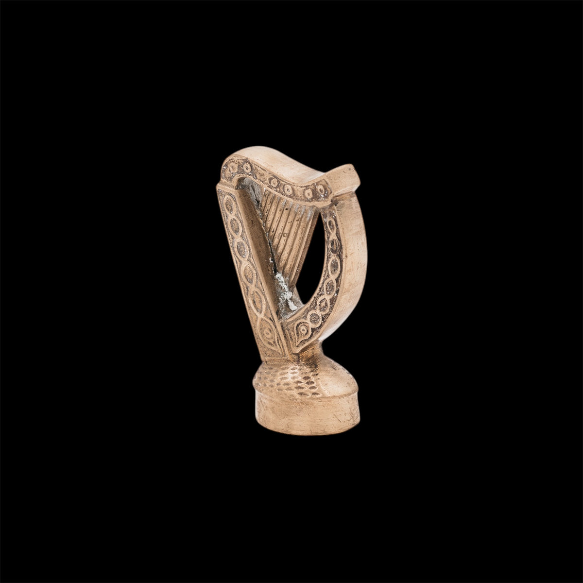 Antico Fermacarte ad Arpa Celtica in Ottone Inciso - Souvenir d'Irlanda Vintage Metà '900