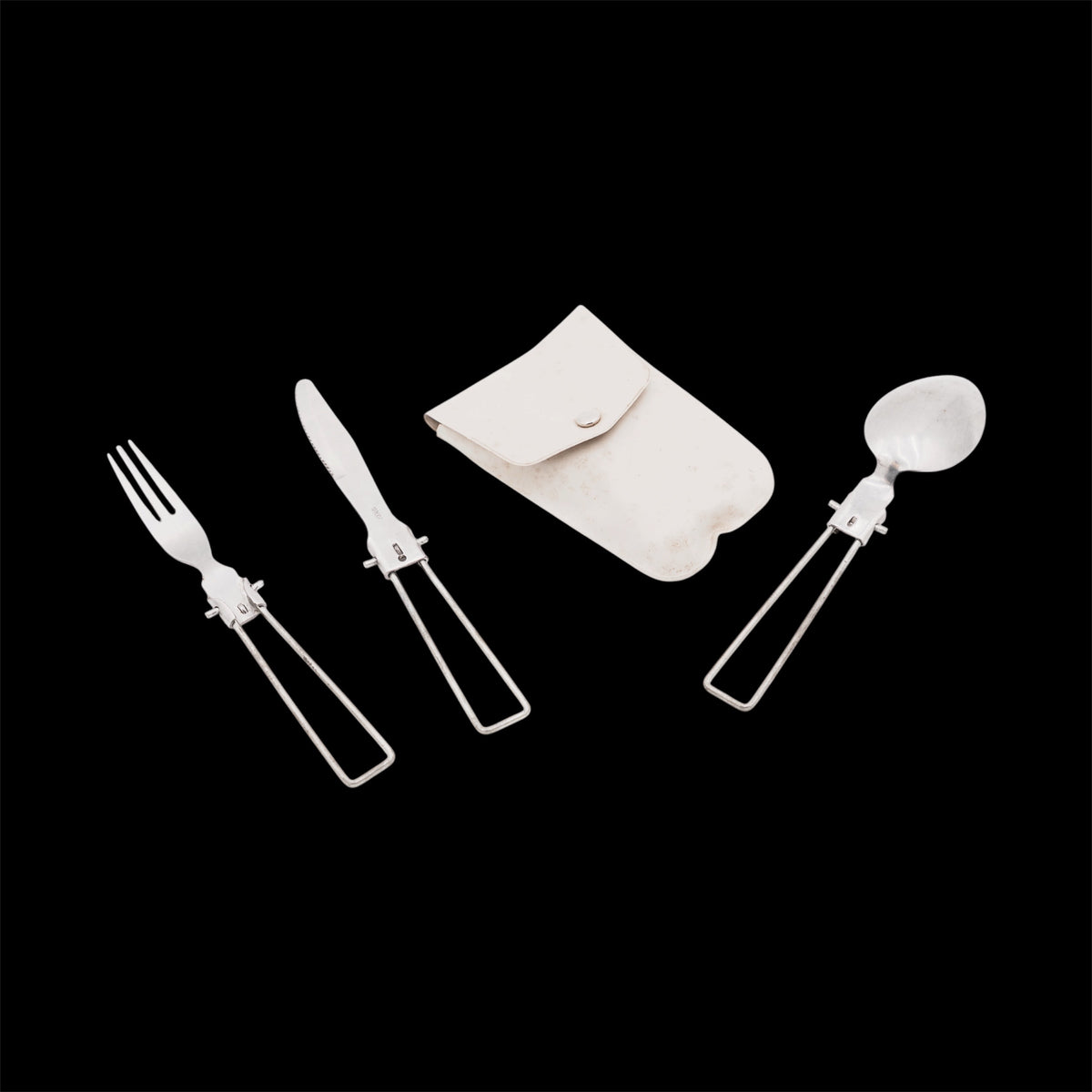 Set Posate Pieghevoli Vintage da Campeggio Escursionismo con Custodia Originale