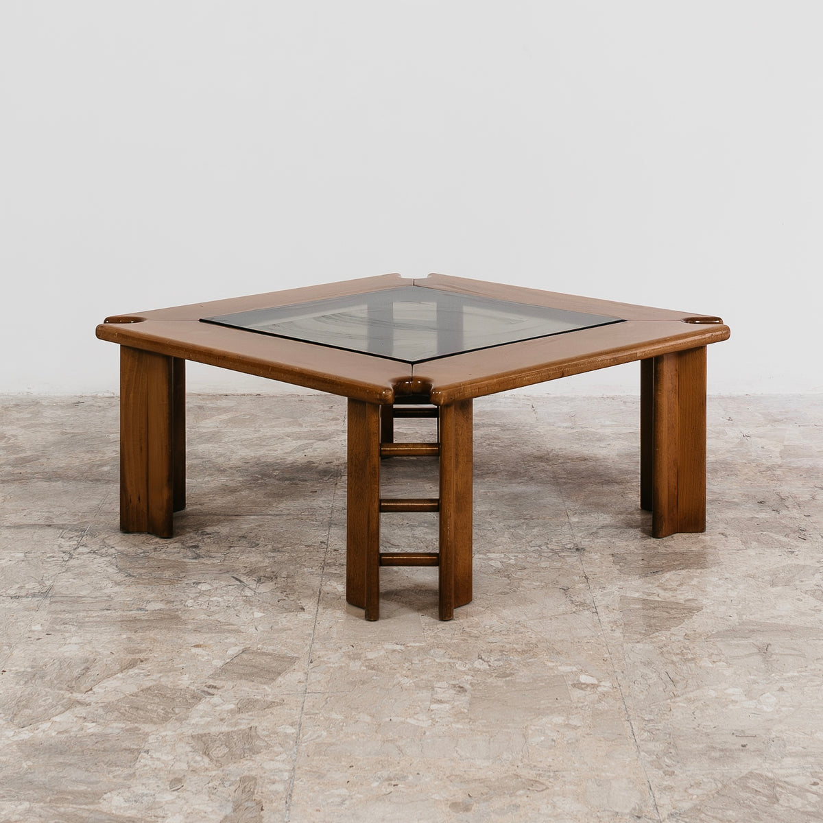 Tavolino da Caffè Afra Tobia Scarpa Vintage Anni 60 Legno Noce e Cristallo Modernariato