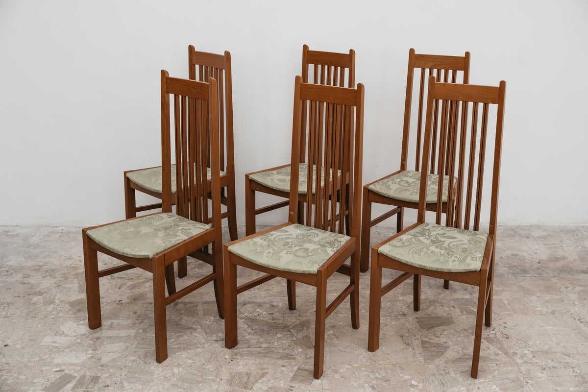Set di 6 Sedie da Pranzo Vintage a Schienale Alto in Legno Massello - Linea Scandinava Anni '70/'80