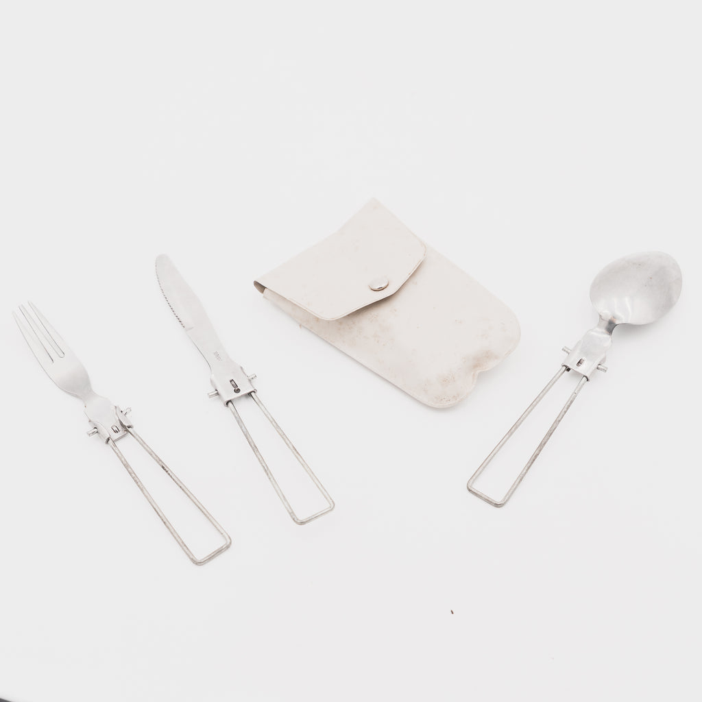 Set Posate Pieghevoli Vintage da Campeggio Escursionismo con Custodia Originale