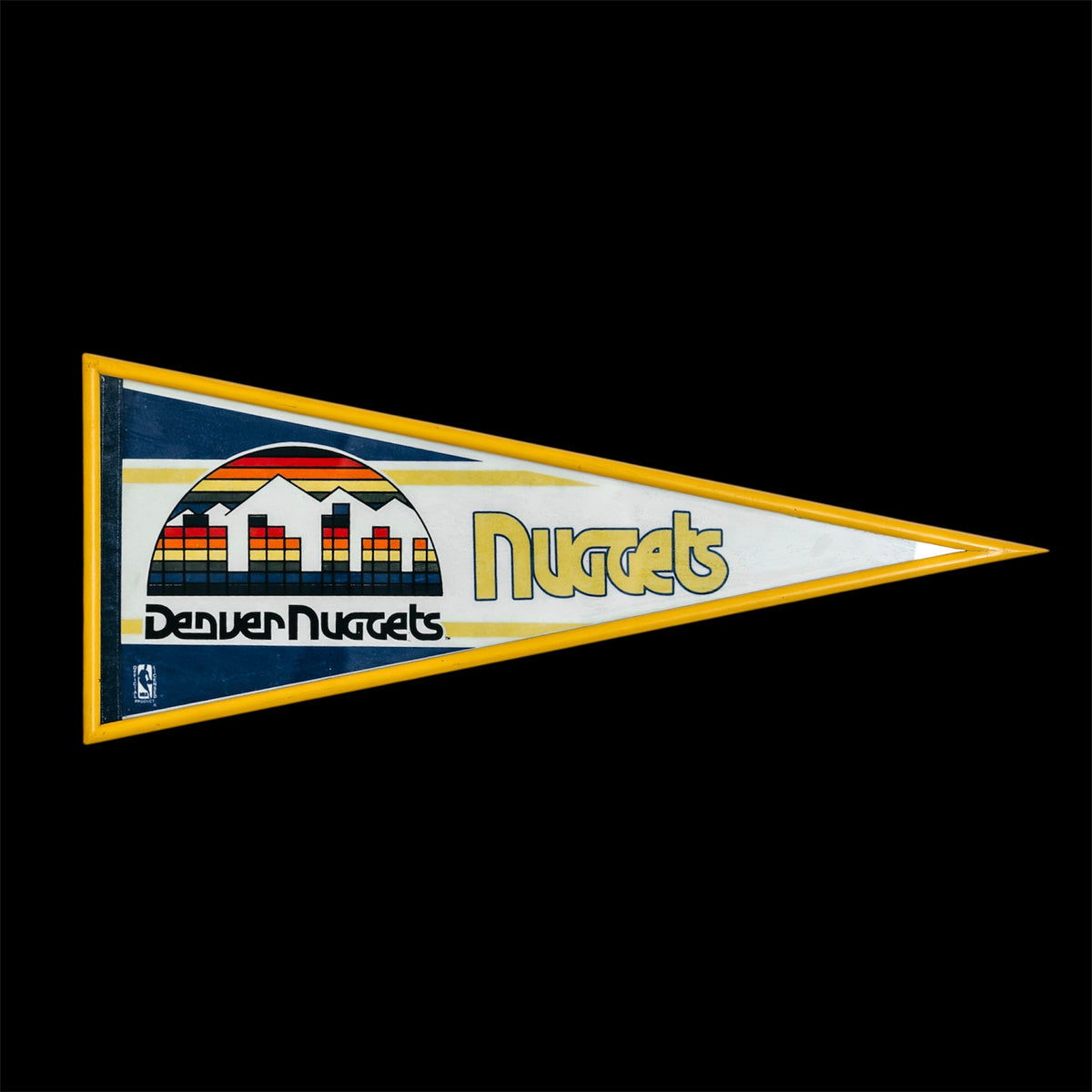 Gagliardetto Denver Nuggets Vintage Anni 80 Incorniciato Con Vetro Pennant NBA WinCraft Rainbow