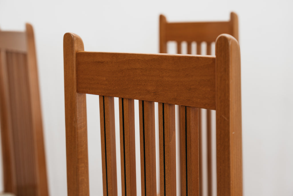 Set di 6 Sedie da Pranzo Vintage a Schienale Alto in Legno Massello - Linea Scandinava Anni '70/'80