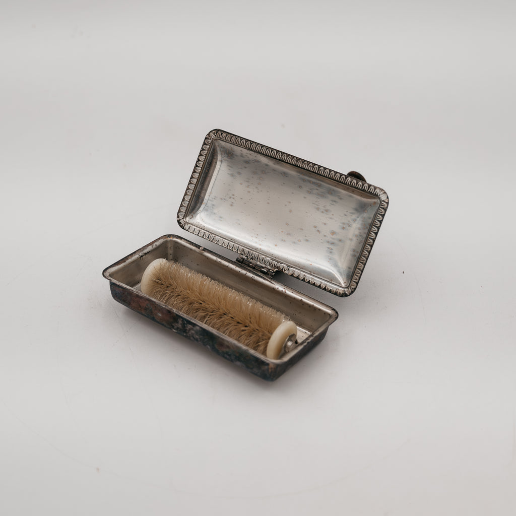 Spazzola Raccoglibriciole Meccanica da Tavolo in Metallo Argentato - Design Vintage Anni '50/'60