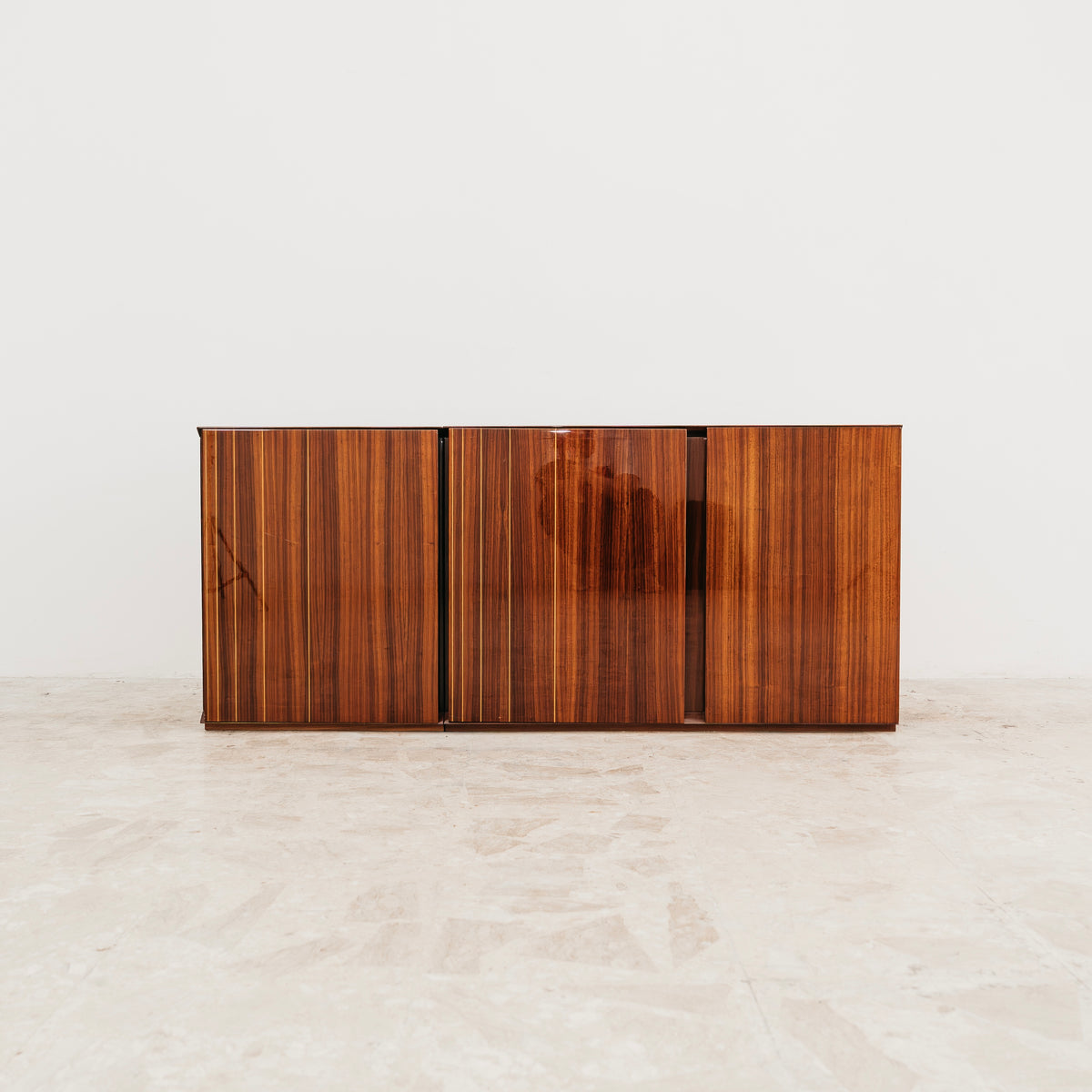 Credenza Monumentale Vintage Anni 70 Palissandro Zebrato Lucido Modernariato Madia