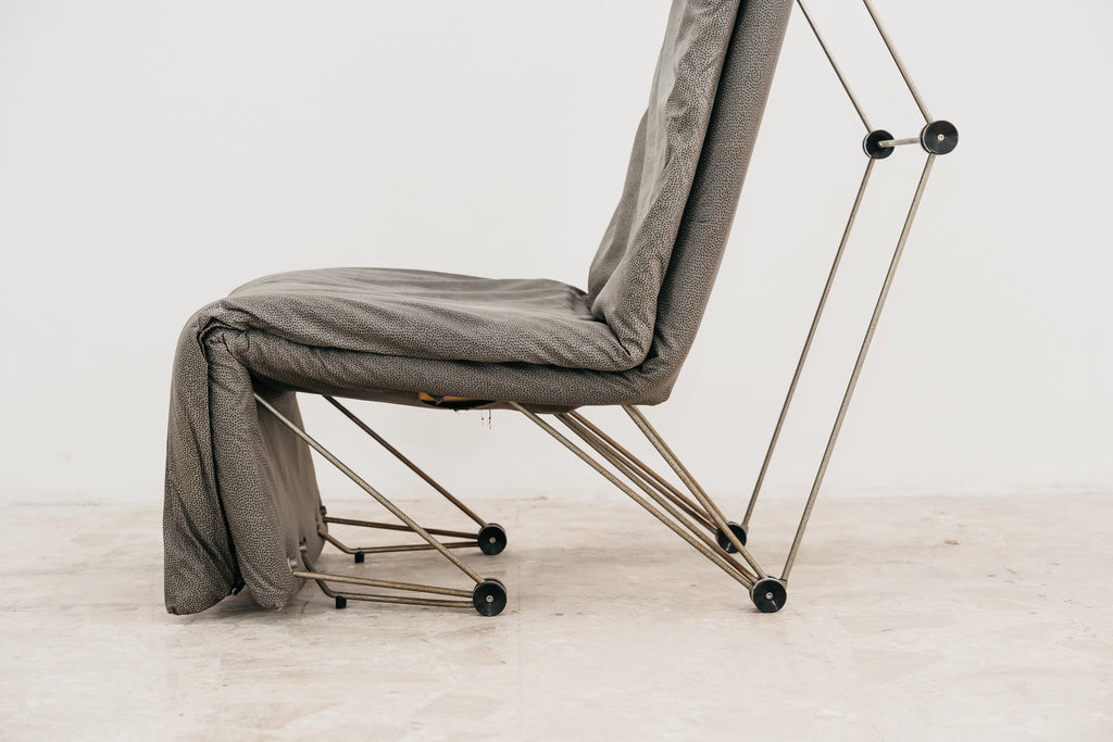 Poltrona Lounge Chair Trasformabile Vintage Anni 80 Design Geometrico Postmoderno