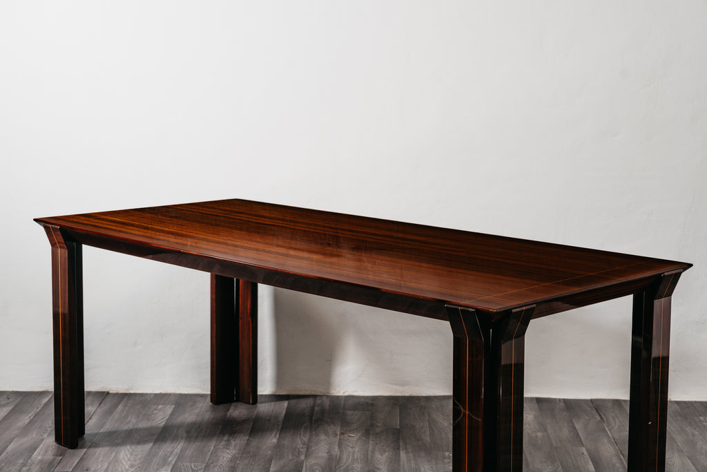 Tavolo Rettangolare da Pranzo Palissandro Vintage Anni 70 Lucidato a Specchio Modernariato
