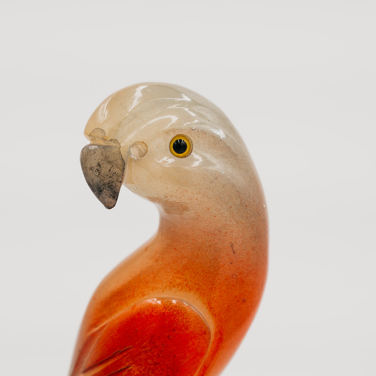 Scultura Vintage Pappagallo in Alabastro Pietra Dura Colorata Soprammobile Collezione