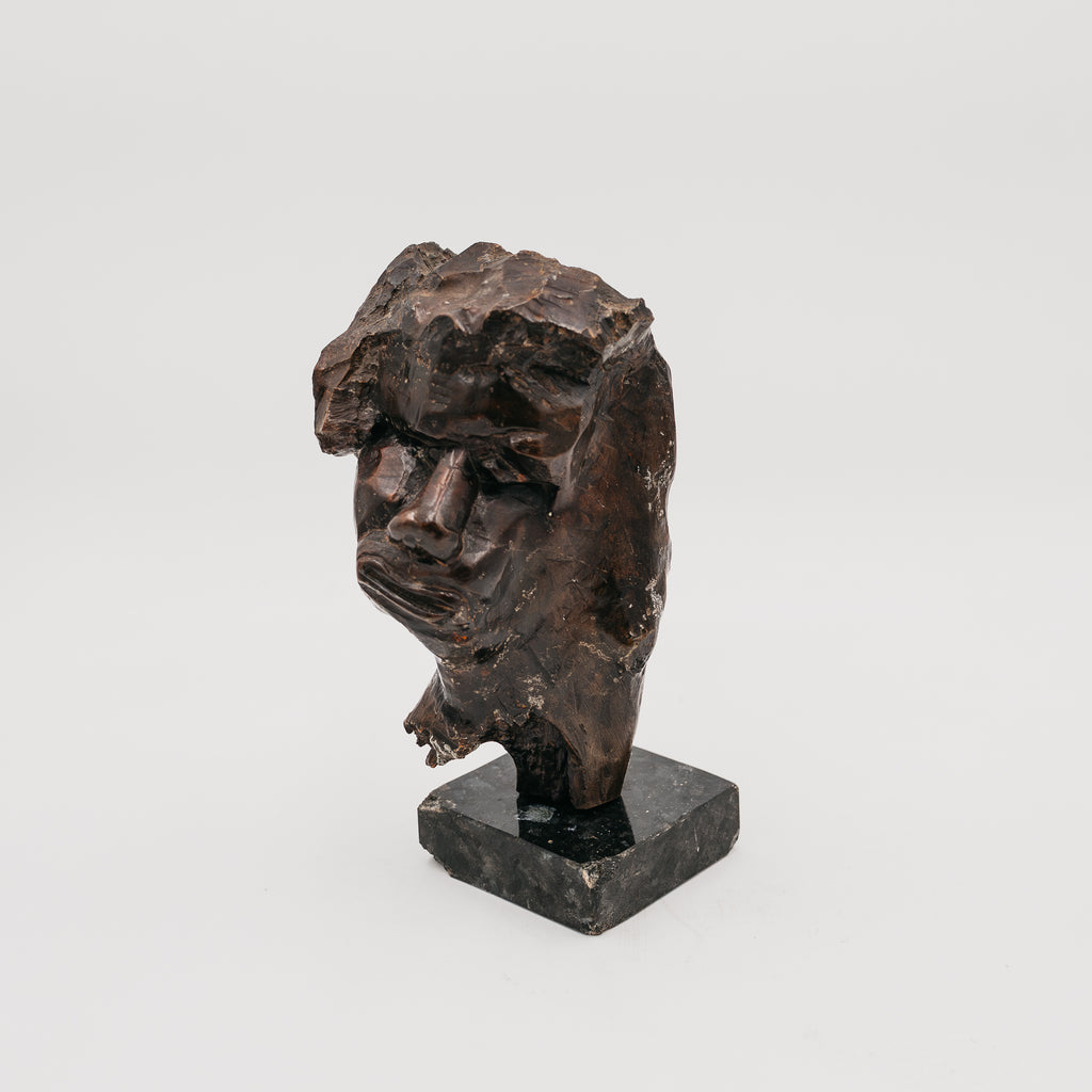 Scultura Volto Scolpito Liliana Casella Muratti Anni 70 Legno e Marmo