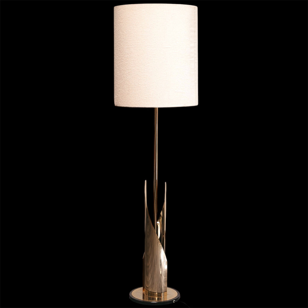 Lampada da Terra Piantana Vintage Anni 70 Ottone Hollywood Regency Modernariato Design Paralume