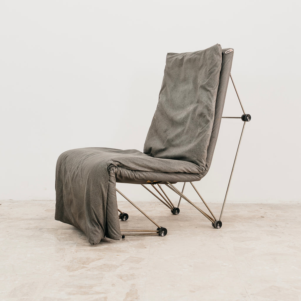 Poltrona Lounge Chair Trasformabile Vintage Anni 80 Design Geometrico Postmoderno
