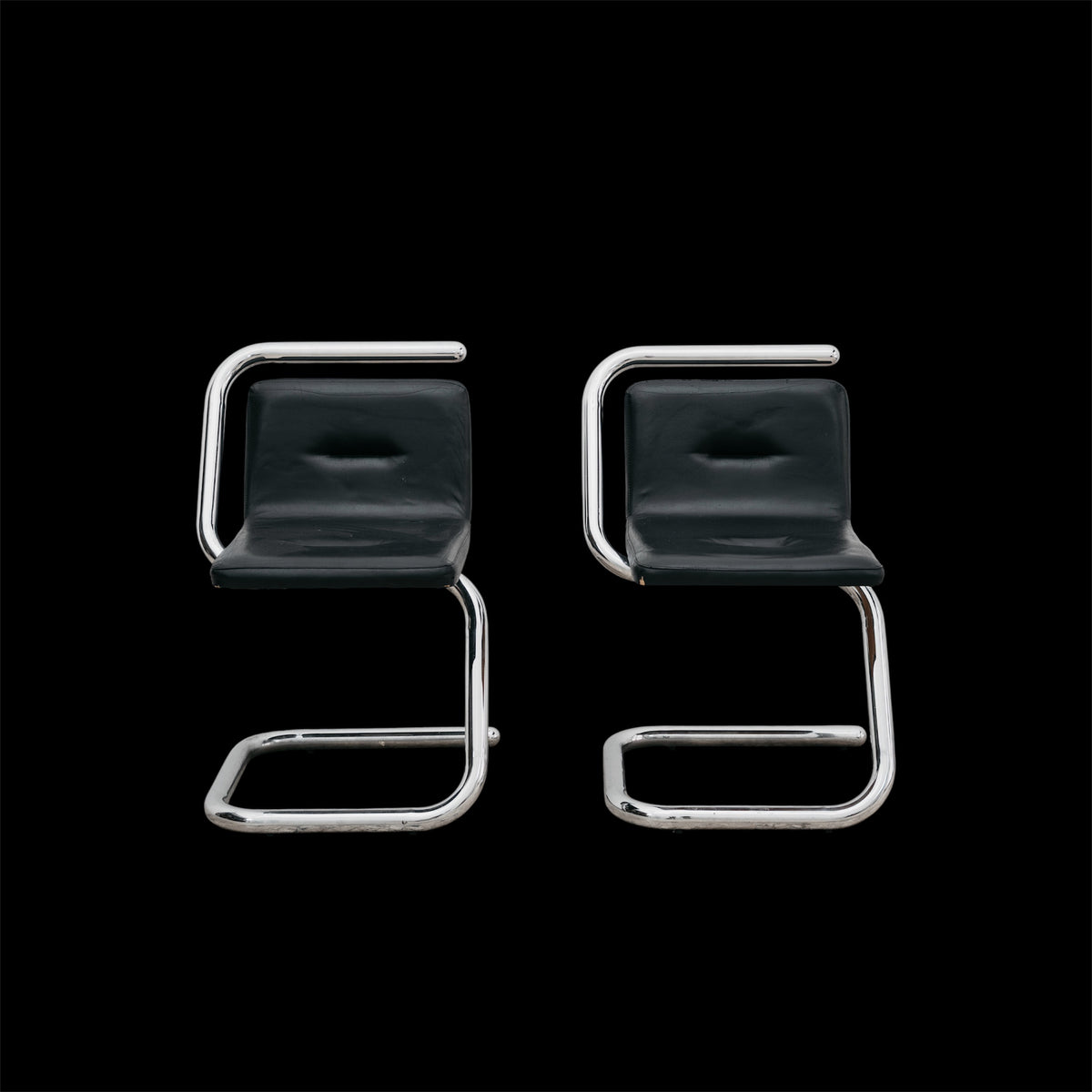 Luigi Bardini Coppia Di Poltroncine Design Anni ‘70 Chrome Tubular Steel