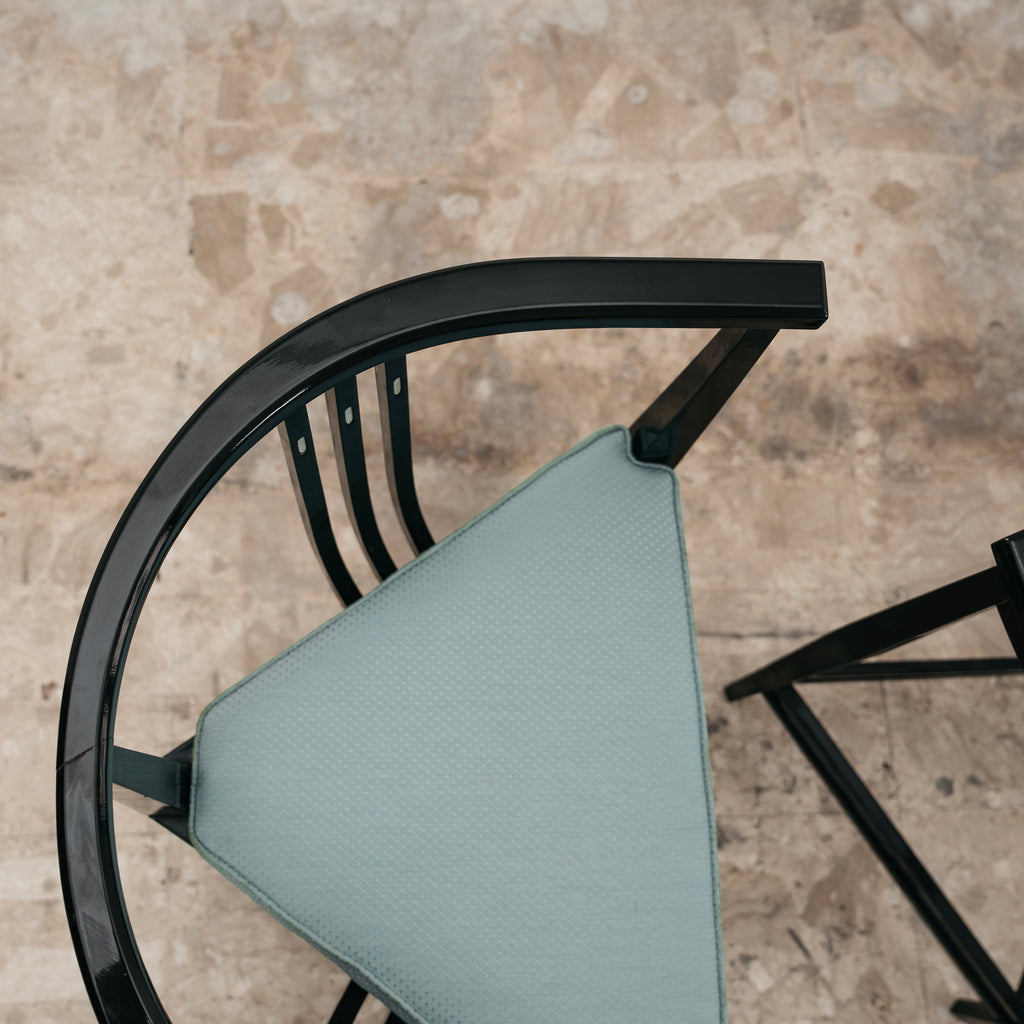 Set 2 Poltroncine e Tavolino Ernest Archibald Taylor Vintage Anni 80 Frassino Nero Modernariato