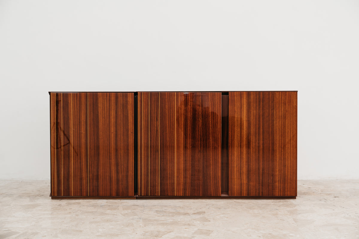Credenza Monumentale Vintage Anni 70 Palissandro Zebrato Lucido Modernariato Madia
