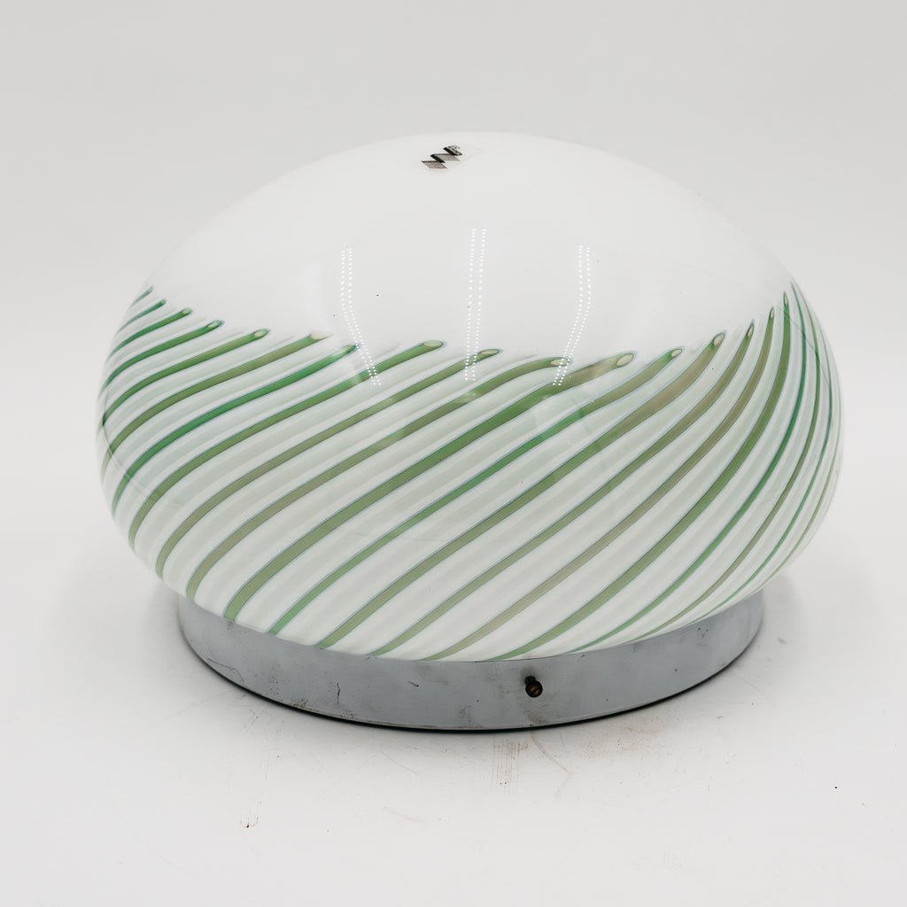 Lampada da parete Vintage Murano in Vetro Incamiciato Bianco e Verde Swirl