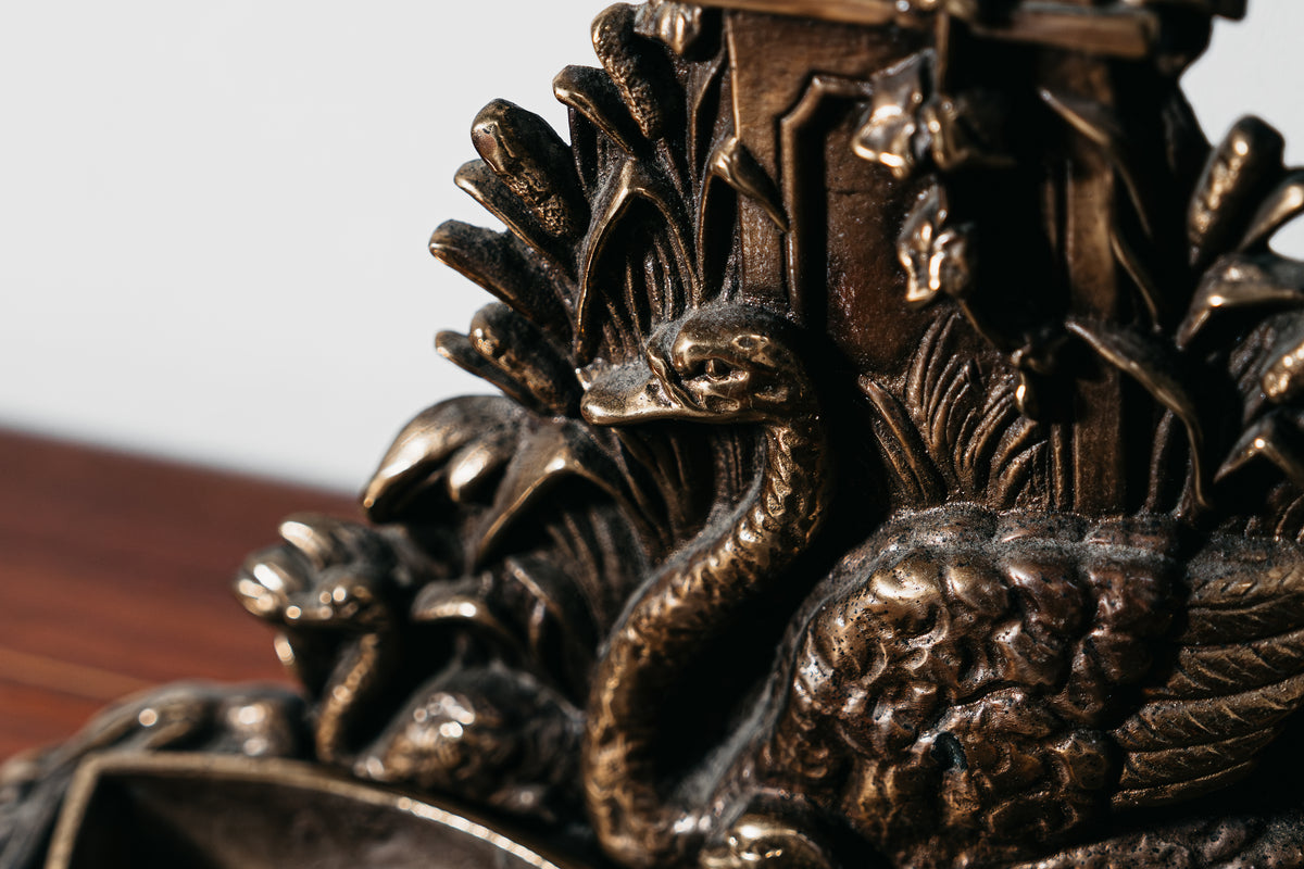 Vintage French Art Nouveau Style Brass Umbrella Stand with Swan Relief – 1960s