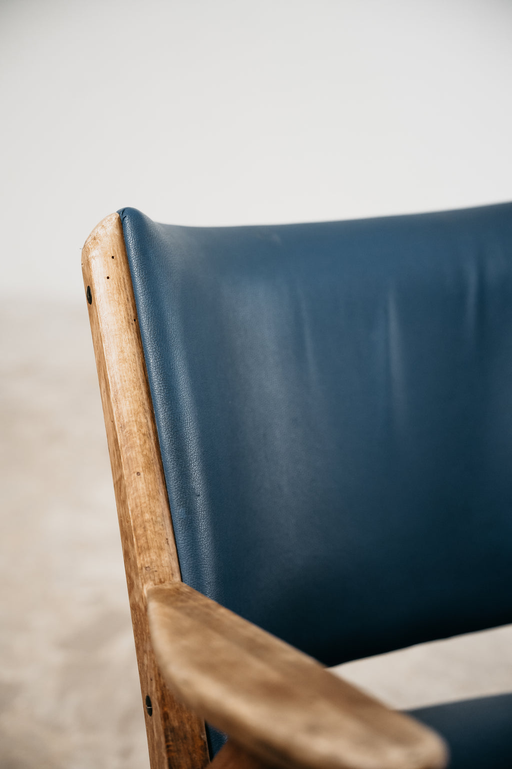 Poltrona Lounge Vintage Dal Vera in Legno e Skai Blu (Anni '50/'60)