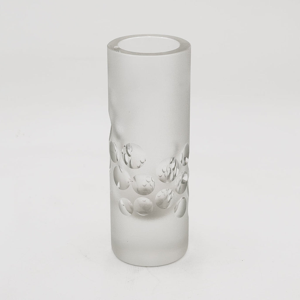 Vaso Cilindrico Vintage Peill & Putzler in Vetro Satinato e Cristallo (Anni '70)