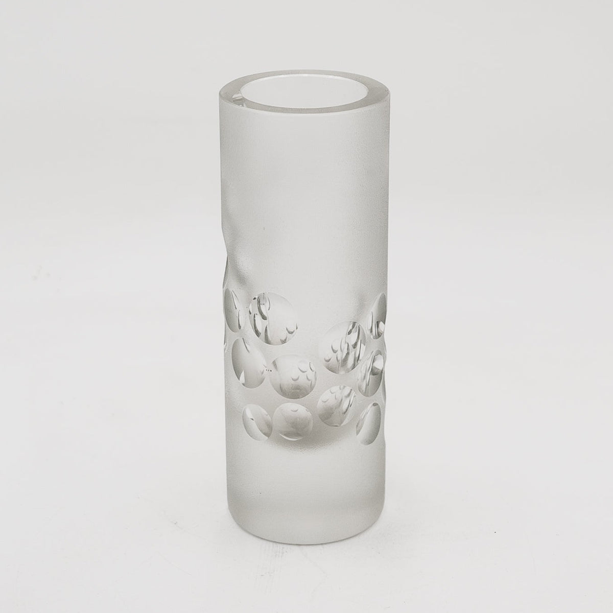 Vaso Cilindrico Vintage Peill & Putzler in Vetro Satinato e Cristallo (Anni '70)