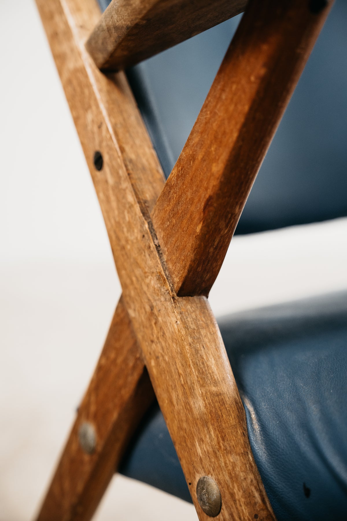Poltrona Lounge Vintage Dal Vera in Legno e Skai Blu (Anni '50/'60)