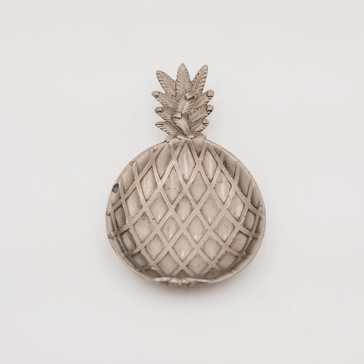 Posacenere Svuotatasche Vintage a Forma di Ananas in Metallo Argentato