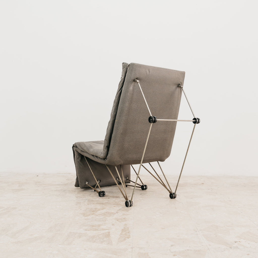 Poltrona Lounge Chair Trasformabile Vintage Anni 80 Design Geometrico Postmoderno