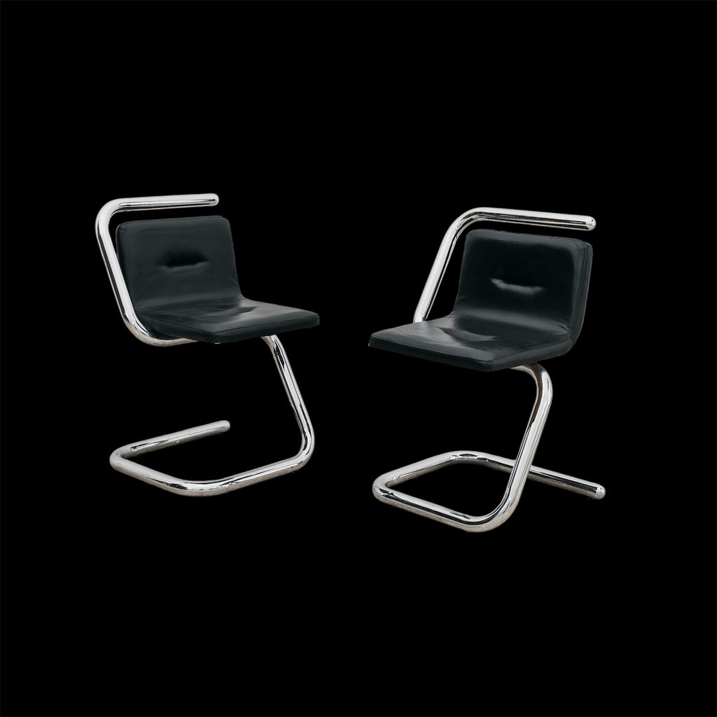 Luigi Bardini Coppia Di Poltroncine Design Anni ‘70 Chrome Tubular Steel