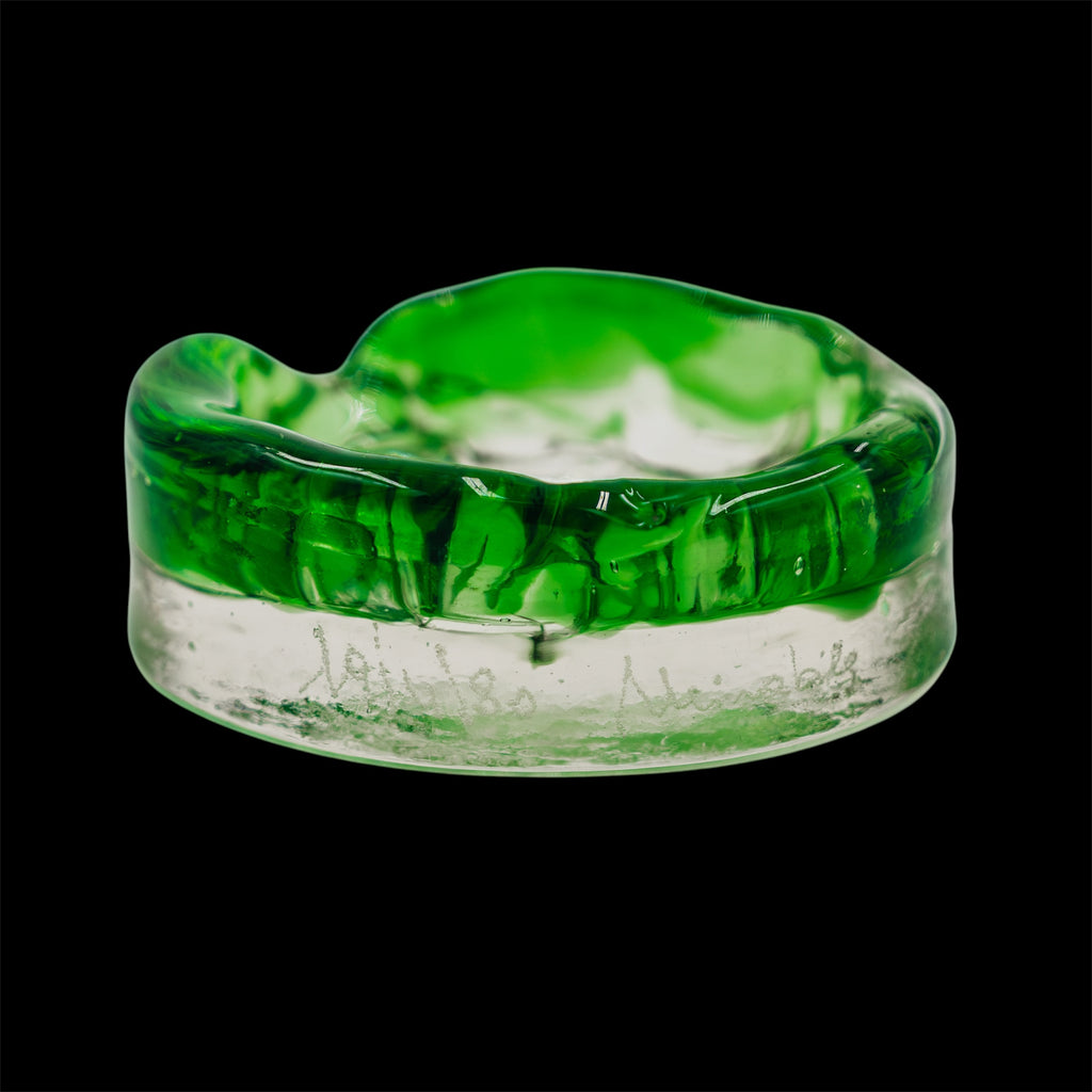 Posacenere Vintage Murano Vetro Sommerso Verde Firmato d'Epoca