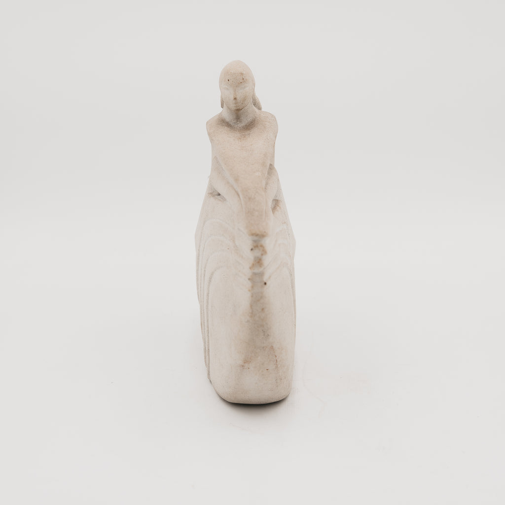 Scultura MarBell Belgio Donna Stilizzata Vintage Polvere di Marmo Art Déco