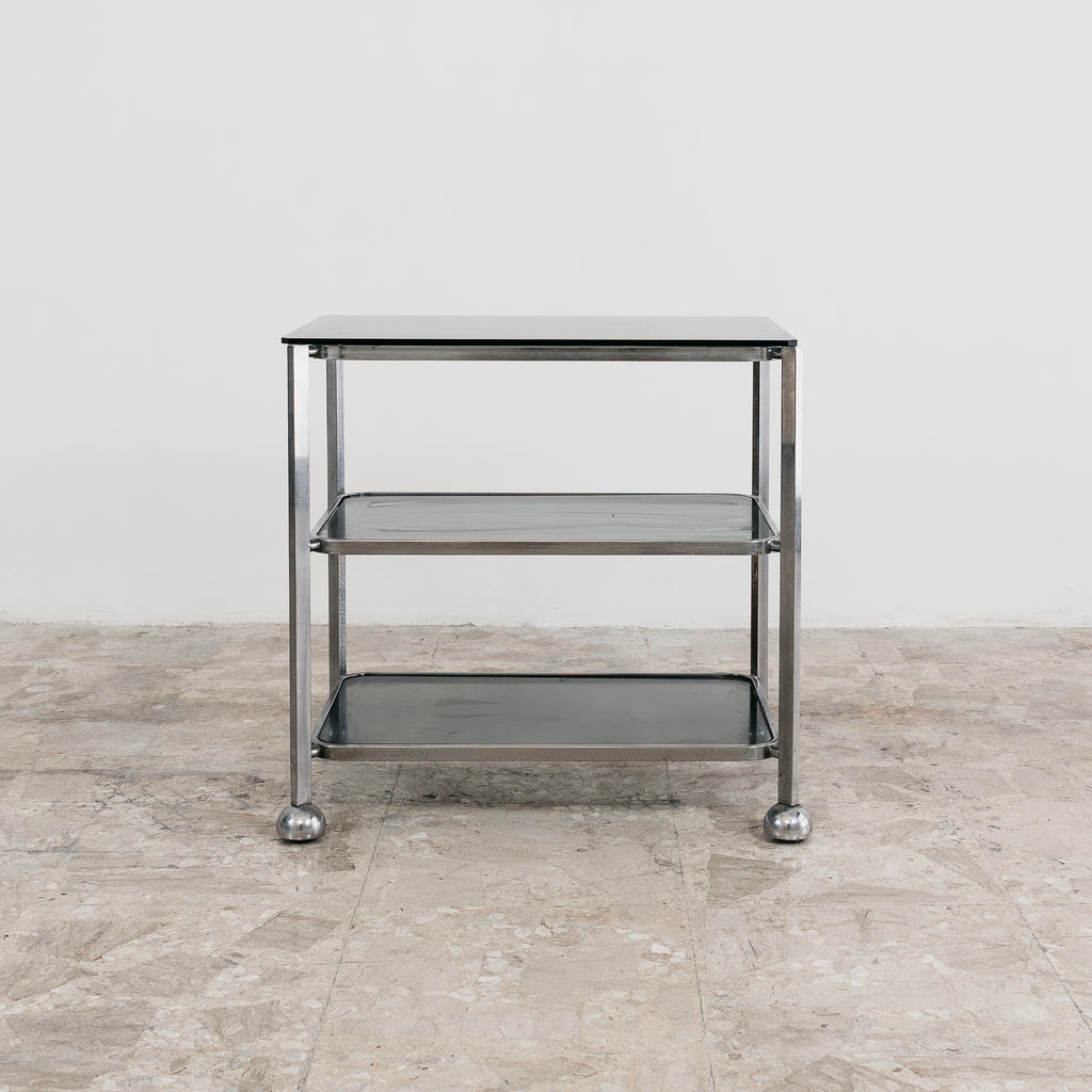 Carrello Bar Allegri Parma Vintage Anni 70 Metallo Cromato Vetro Fumé Modernariato