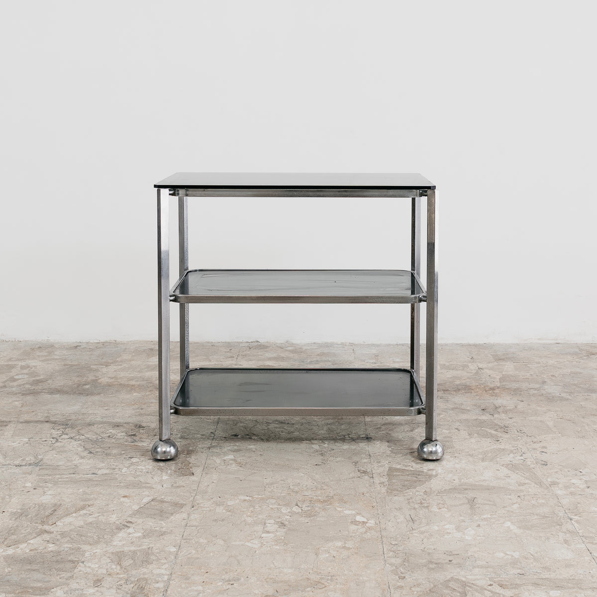 Carrello Bar Allegri Parma Vintage Anni 70 Metallo Cromato Vetro Fumé Modernariato