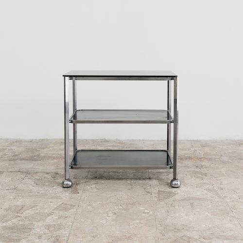 Carrello Bar Allegri Parma Vintage Anni 70 Metallo Cromato Vetro Fumé Modernariato