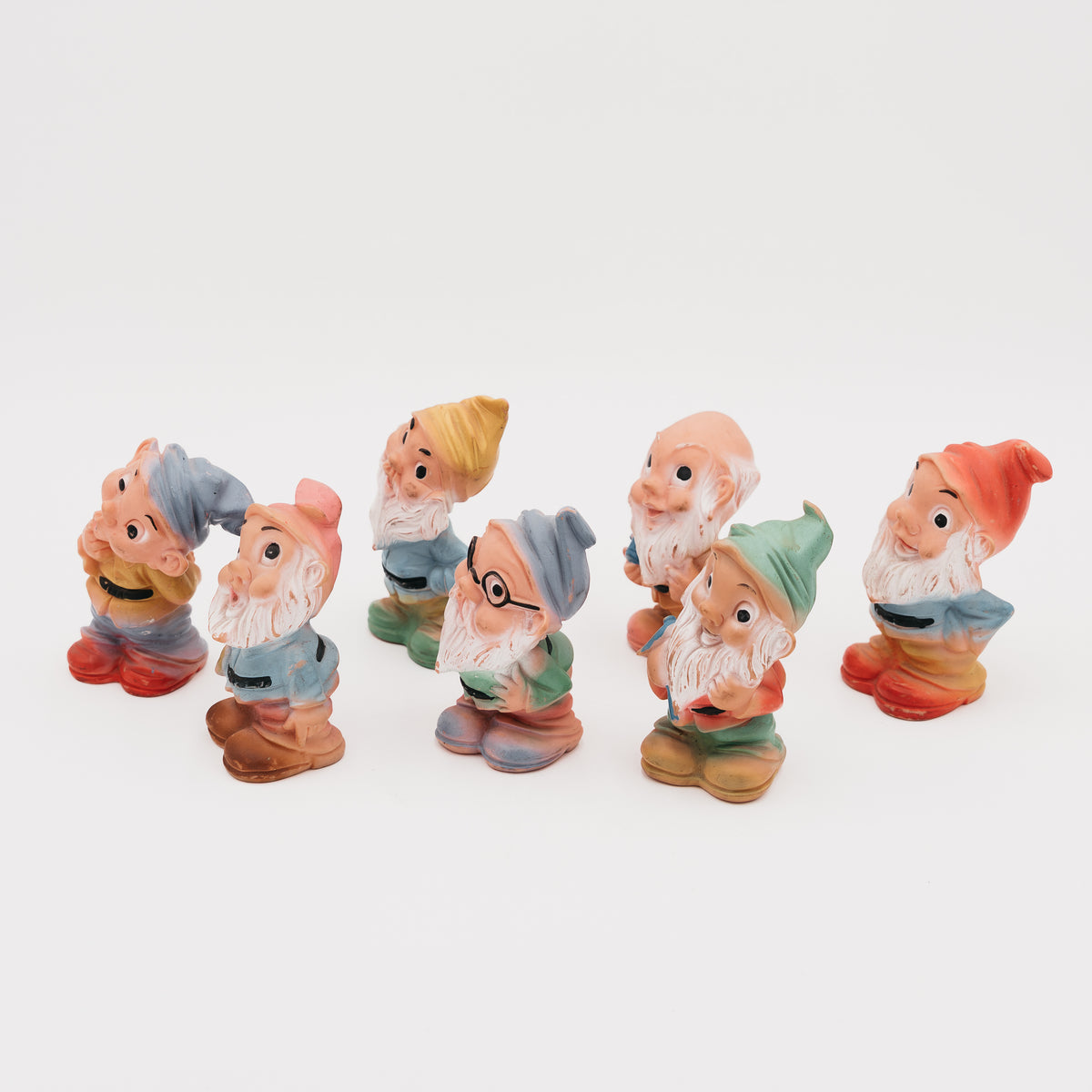 Set 7 Nani di Biancaneve Vintage in Gomma Rubbertoys Anni 60 Disney d'Epoca