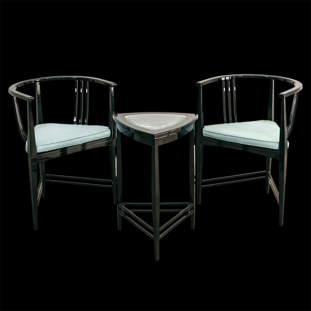 Set 2 Poltroncine e Tavolino Ernest Archibald Taylor Vintage Anni 80 Frassino Nero Modernariato