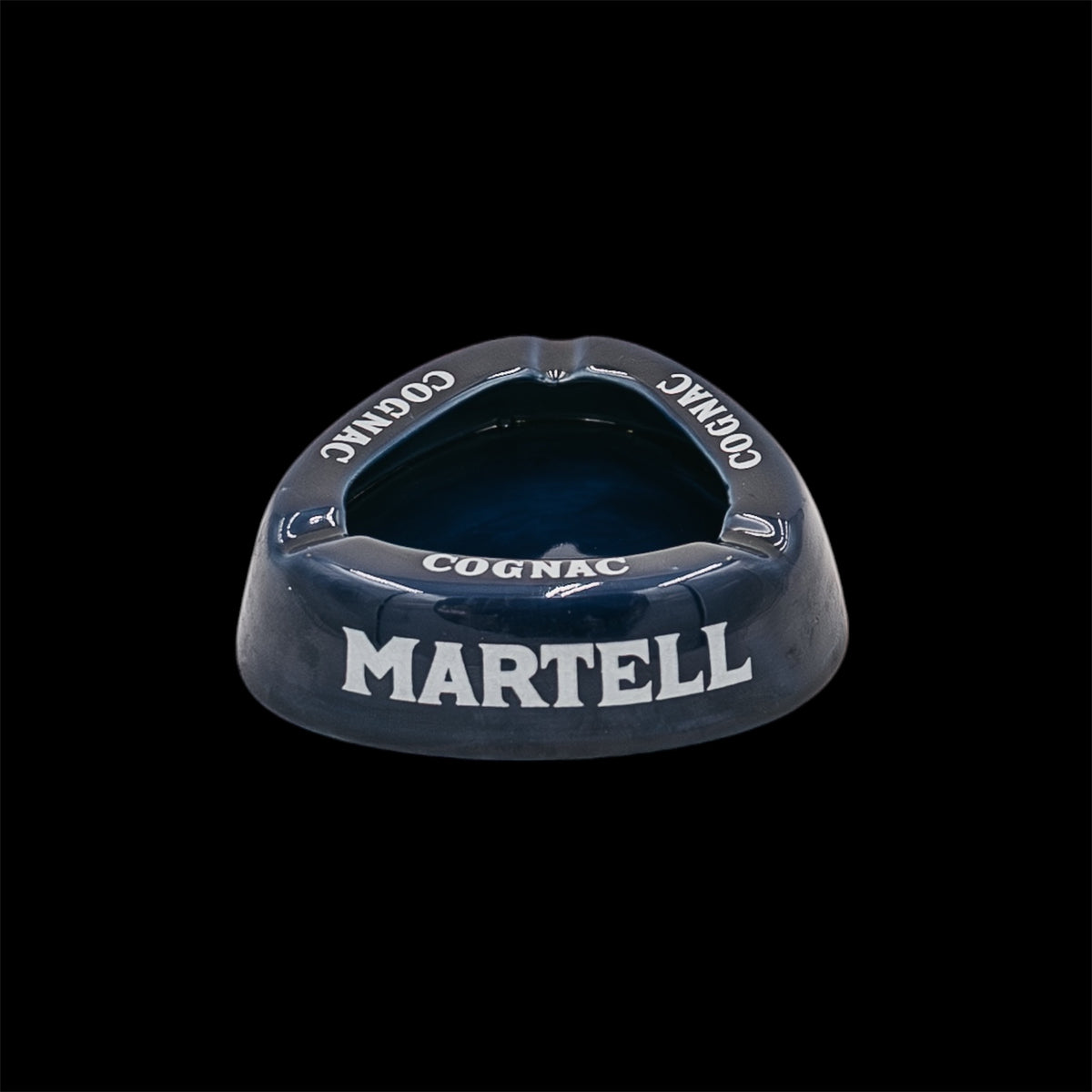 Posacenere Pubblicitario Vintage Cognac Martell - Ceramica Blu Cobalto Anni '70/'80