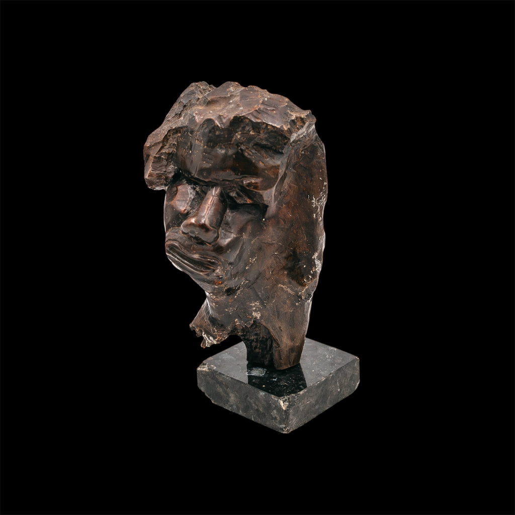 Scultura Volto Scolpito Liliana Casella Muratti Anni 70 Legno e Marmo