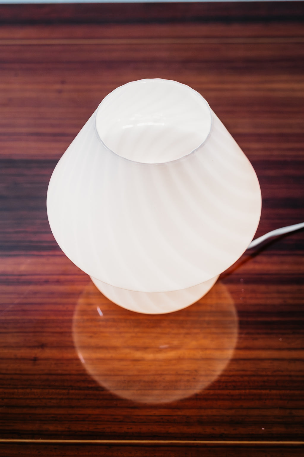 Lampada a Fungo Murano Vintage Anni 70 Vetro Soffiato Rosa Cipria Swirl Abat-Jour Space Age