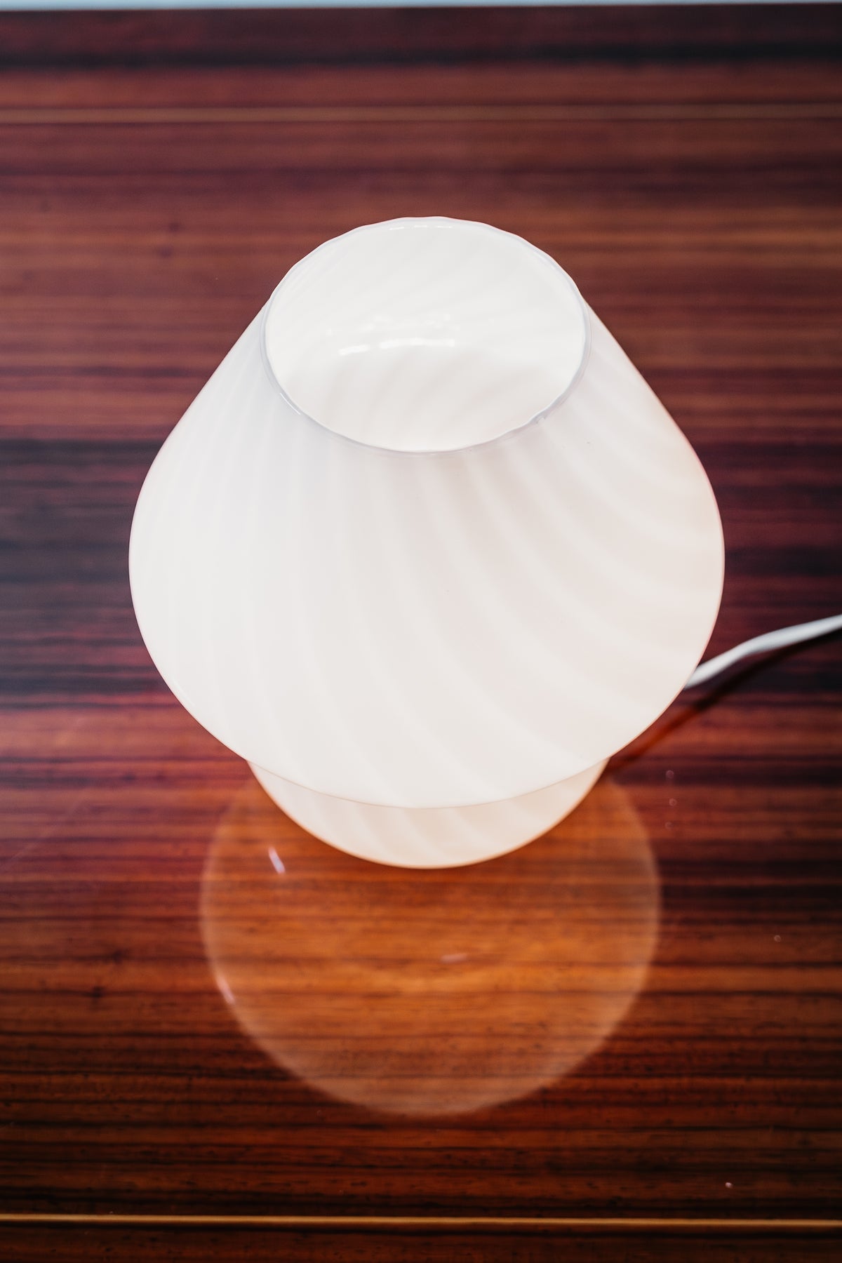 Lampada a Fungo Murano Vintage Anni 70 Vetro Soffiato Rosa Cipria Swirl Abat-Jour Space Age