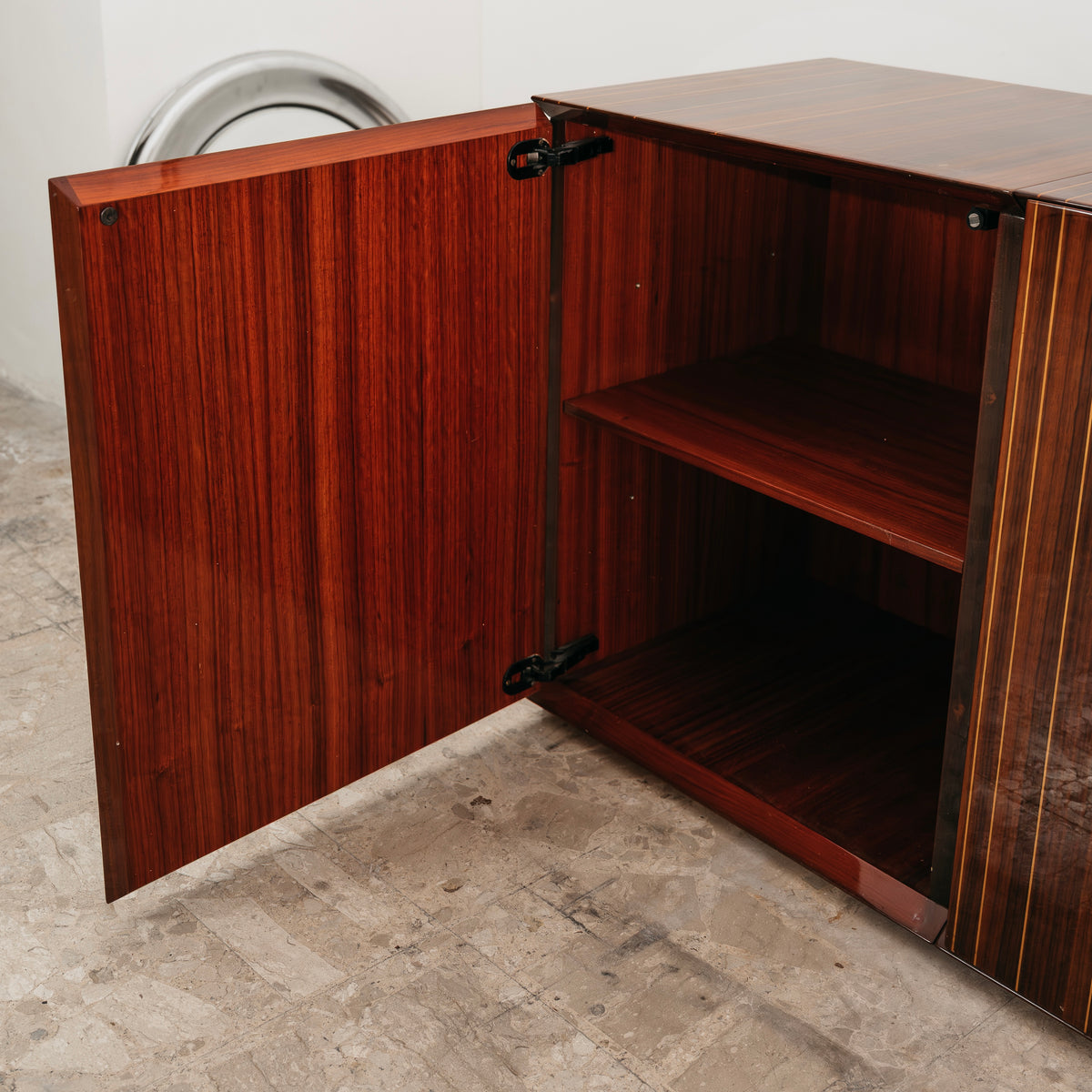 Credenza Monumentale Vintage Anni 70 Palissandro Zebrato Lucido Modernariato Madia