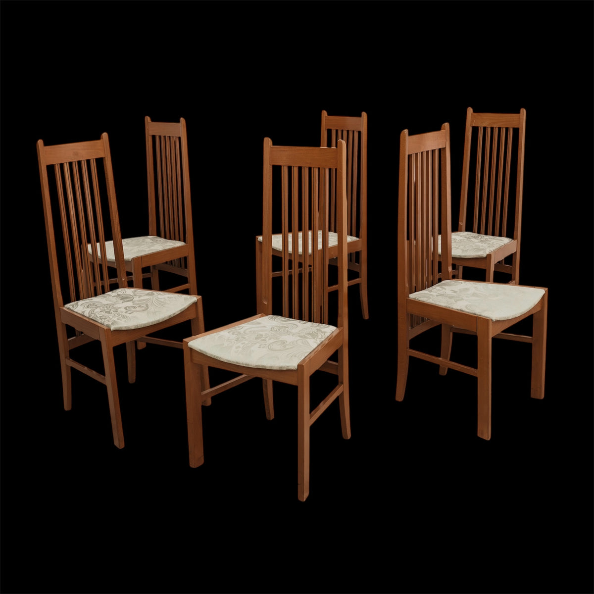 Set di 6 Sedie da Pranzo Vintage a Schienale Alto in Legno Massello - Linea Scandinava Anni '70/'80
