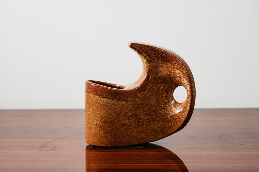 Bertoncello 977 Roberto Rigon Vaso in Ceramica Smaltata D’Arte Anni ‘70 Design