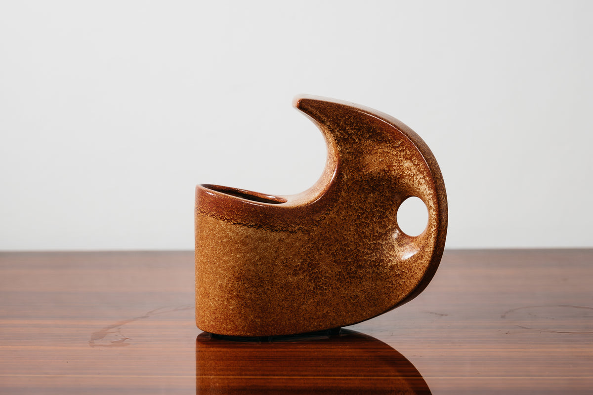 Bertoncello 977 Roberto Rigon Vaso in Ceramica Smaltata D’Arte Anni ‘70 Design