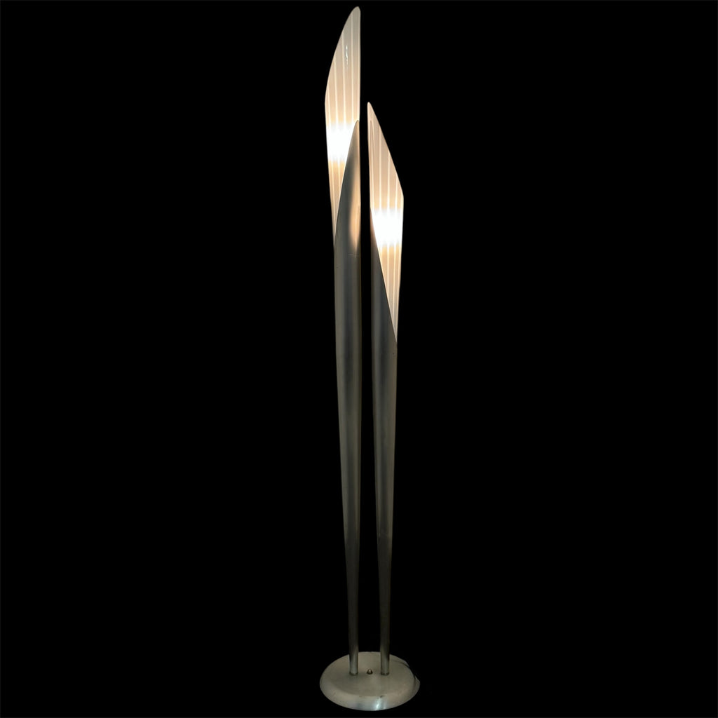 Piantana lampada terra vintage modernariato 2 steli metallo vetro design H196