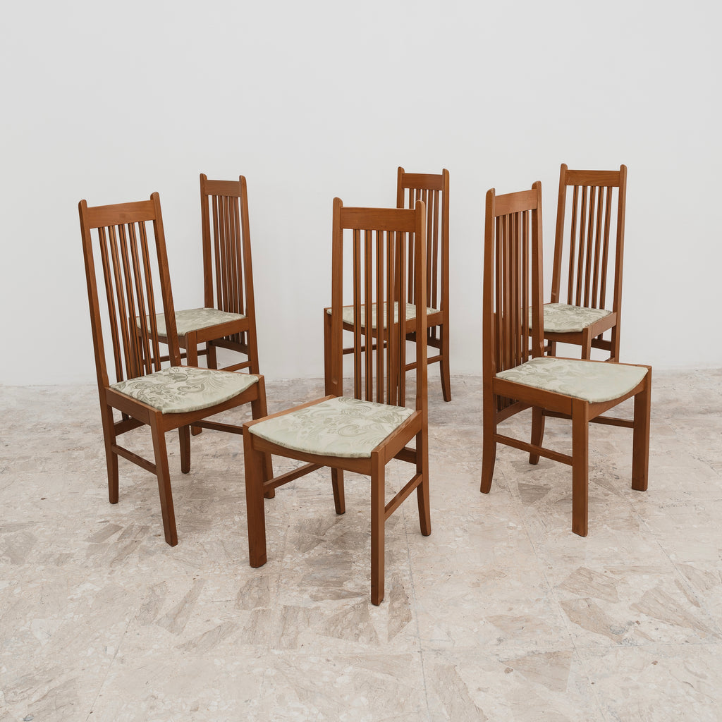 Set di 6 Sedie da Pranzo Vintage a Schienale Alto in Legno Massello - Linea Scandinava Anni '70/'80