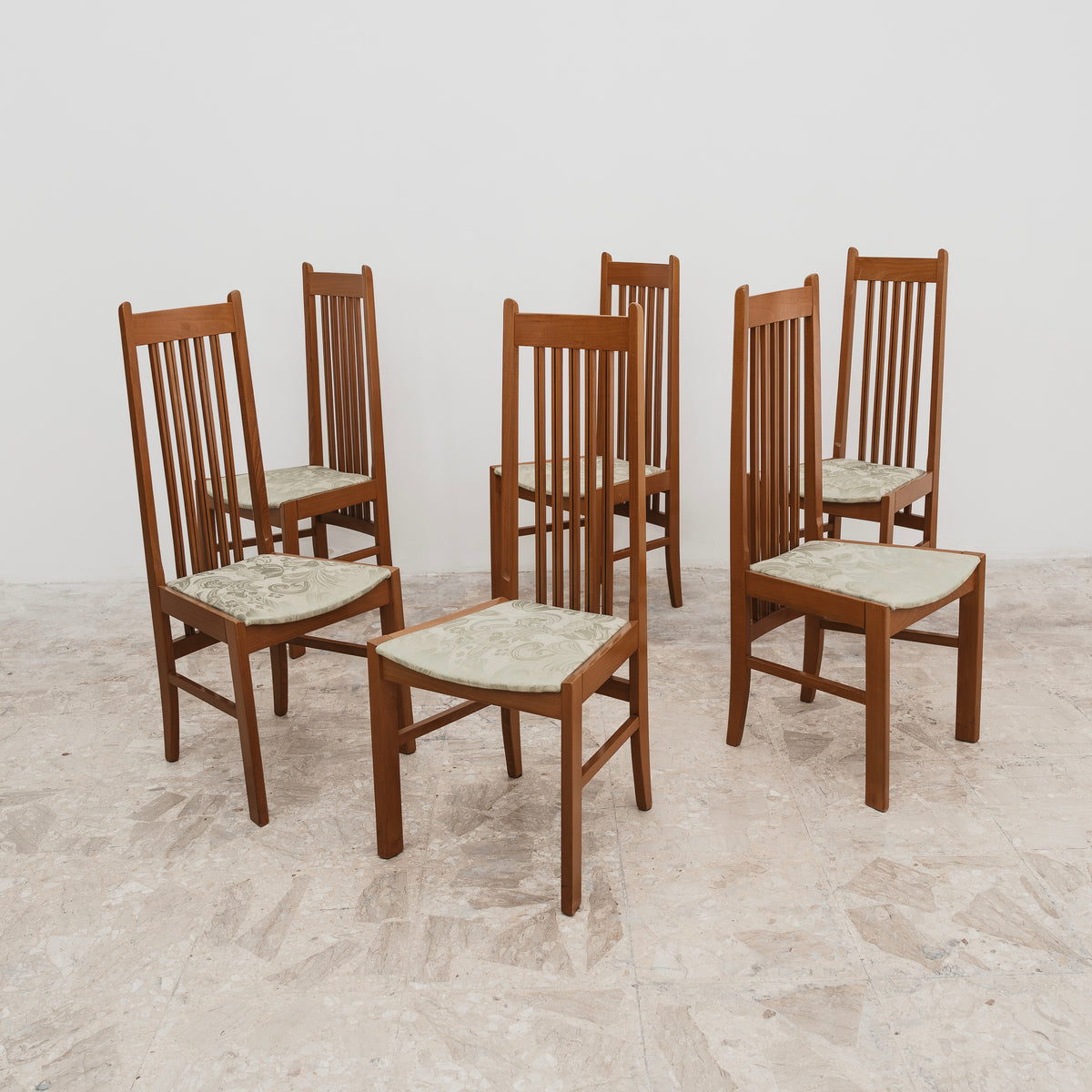 Set di 6 Sedie da Pranzo Vintage a Schienale Alto in Legno Massello - Linea Scandinava Anni '70/'80