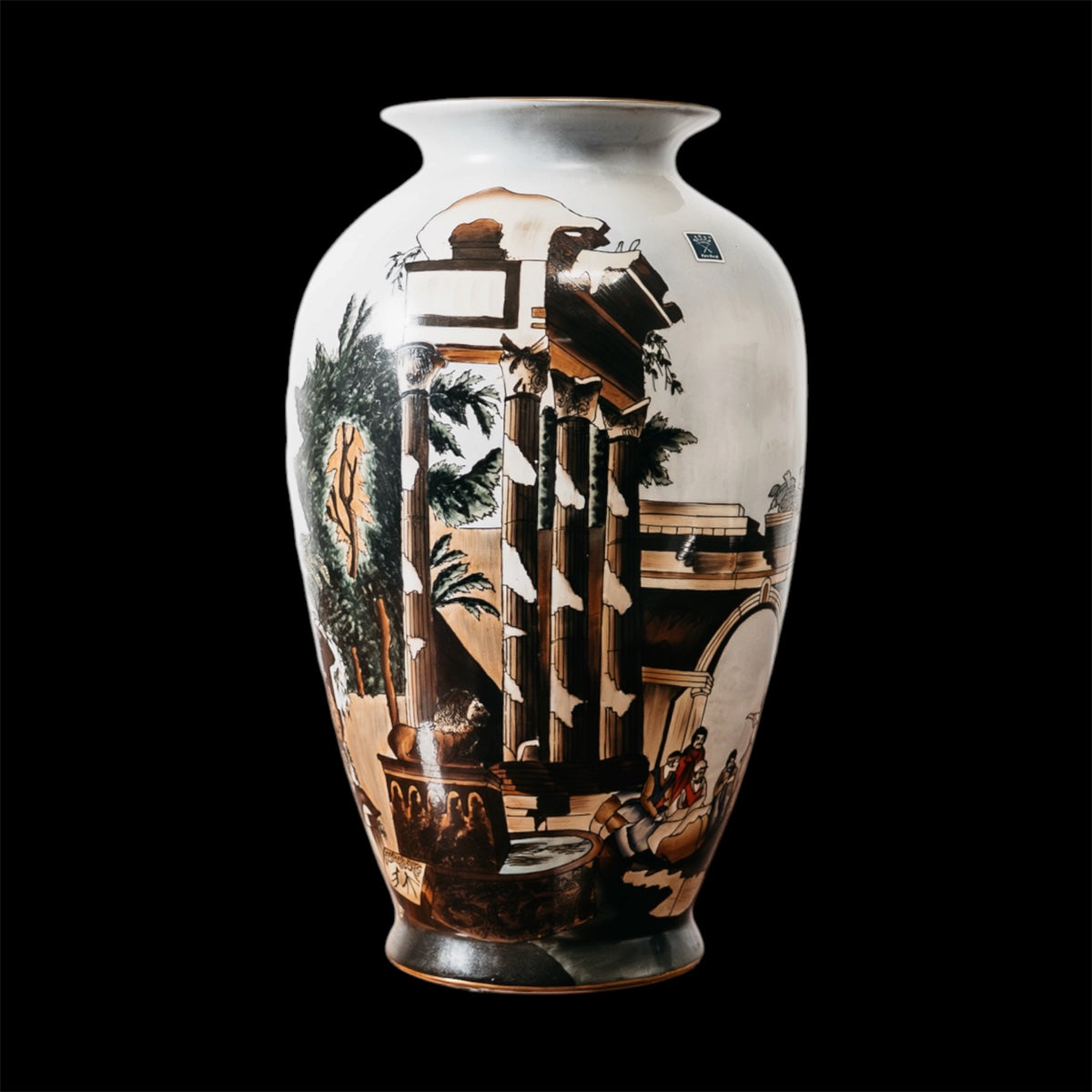 Vaso in Ceramica di Faenza Vintage Anni 70 Decoro Rovine Antiche Paesaggio Classico Modernariato