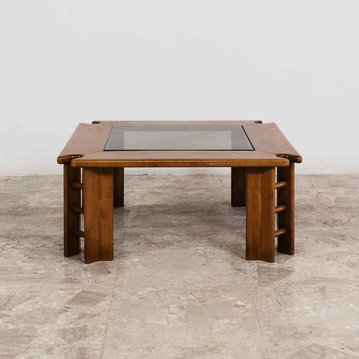 Tavolino da Caffè Afra Tobia Scarpa Vintage Anni 60 Legno Noce e Cristallo Modernariato