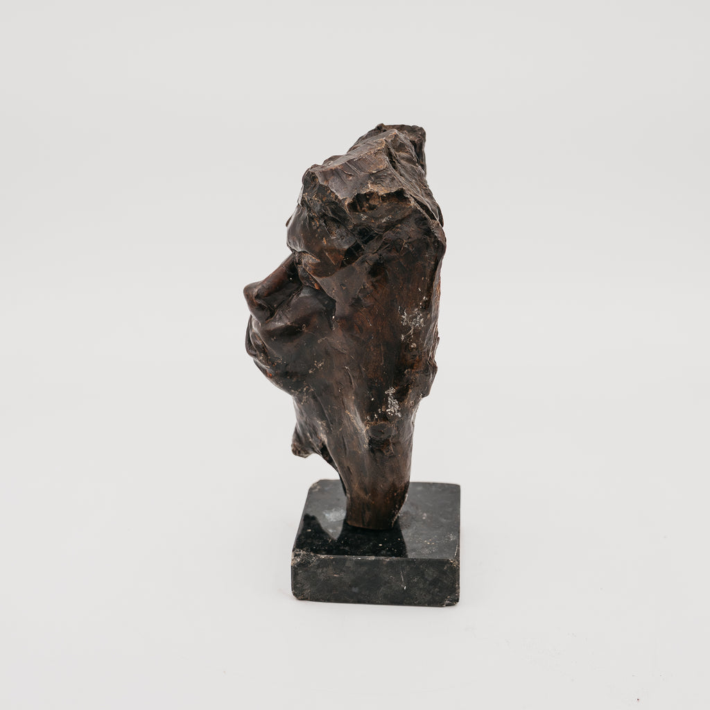 Scultura Volto Scolpito Liliana Casella Muratti Anni 70 Legno e Marmo