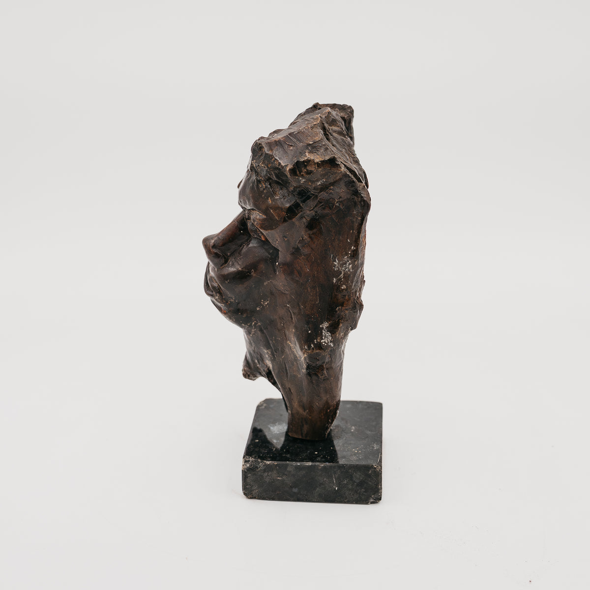 Scultura Volto Scolpito Liliana Casella Muratti Anni 70 Legno e Marmo